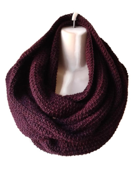 Aubergine Purple Baby Alpaca Infinity Scarf - Smitten Kitten Originals Knits - 1