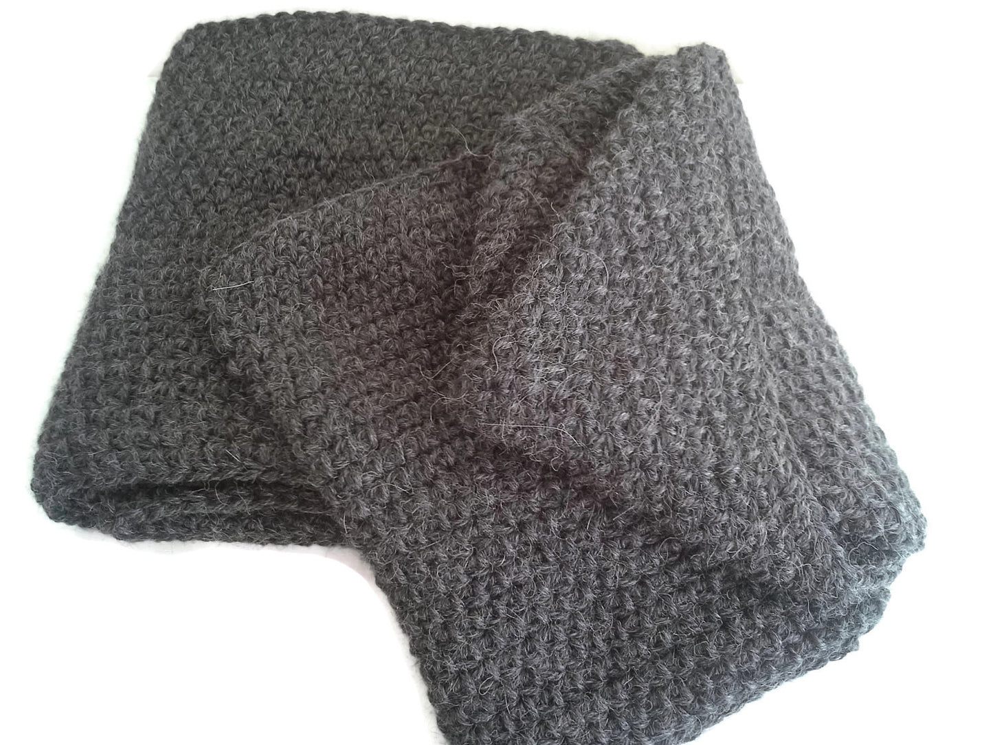 Charcoal Grey Pure Alpaca Infinity Scarf - Smitten Kitten Originals Knits - 5