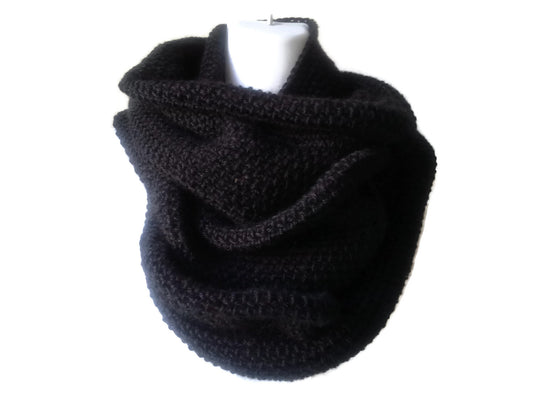 Black Pure Alpaca Infinity Scarf - Smitten Kitten Originals Knits - 1